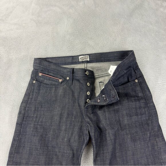 Naked and Famous Men's Size 32x32.5 Weird Guy Red Core Selvedge Raw Denim Jeans - Picture 5 of 11